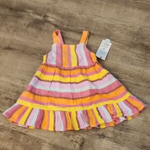 Cat & Jack Pink and Orange Ruffled Tiered Sundress With Diaper Cover